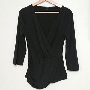 Ann Taylor black drape wrap top M worn once